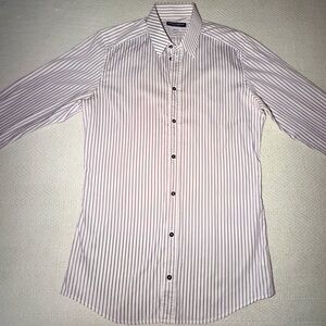 Dolce & Gabbana Men's Purple and White Striped Shirt 15.5 39 Italian